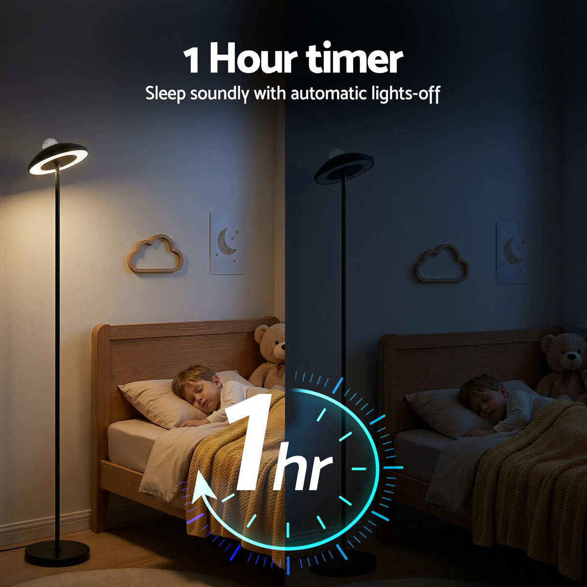 Artiss 2-in-1 LED Floor Lamp with Galaxy Projector &Remote, 178cm Tall Torchiere Standing Light with Dynamic LAMP-FLOOR-2IN1-BK