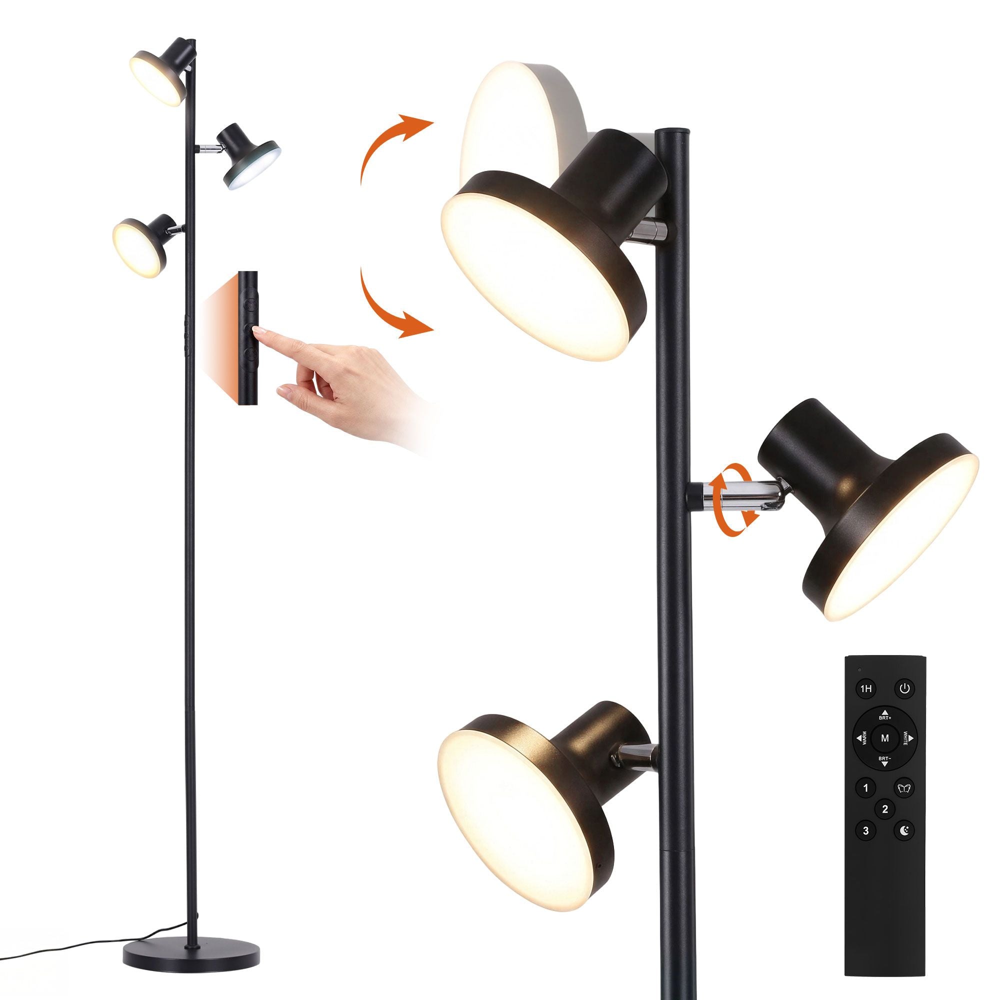 Artiss LED Tree Floor Lamp, 36W Modern Dimmable Standing Lamp with Remote & Touch Control, 4 Color LAMP-FLOOR-3H-LED