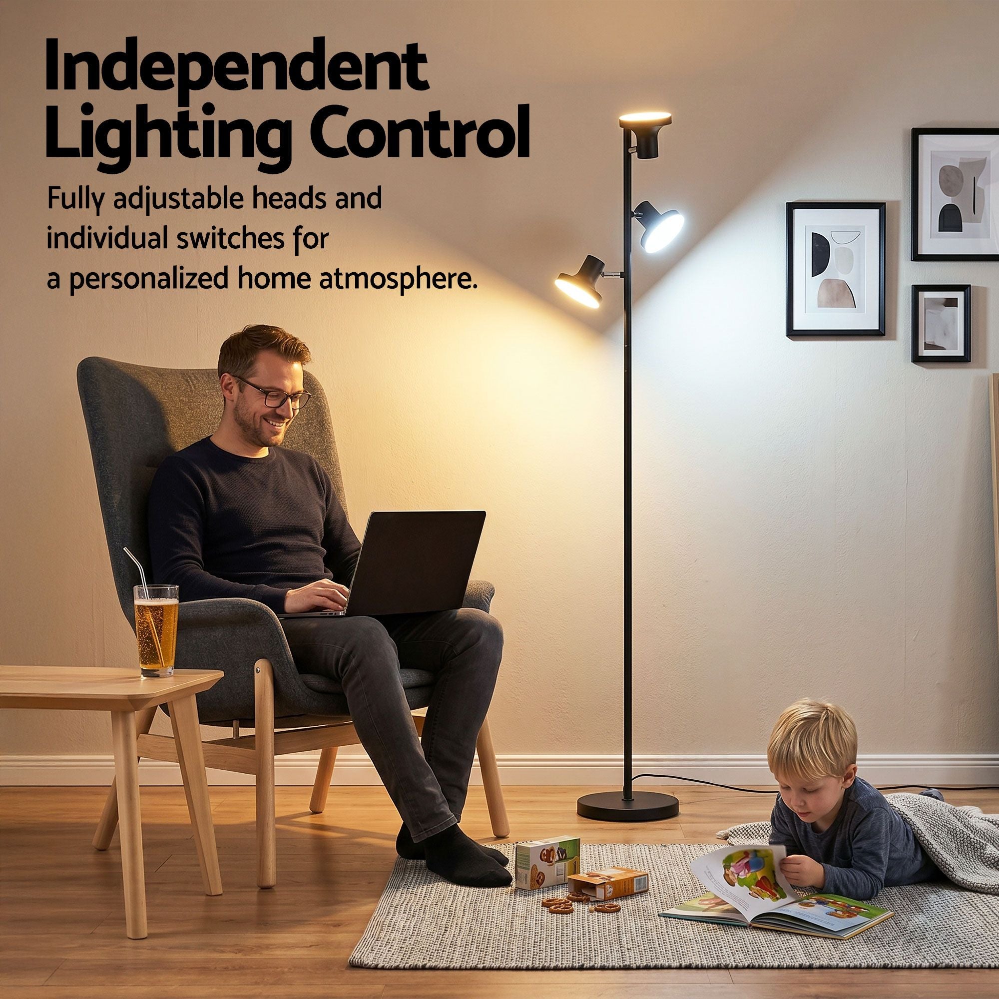 Artiss LED Tree Floor Lamp, 36W Modern Dimmable Standing Lamp with Remote & Touch Control, 4 Color LAMP-FLOOR-3H-LED