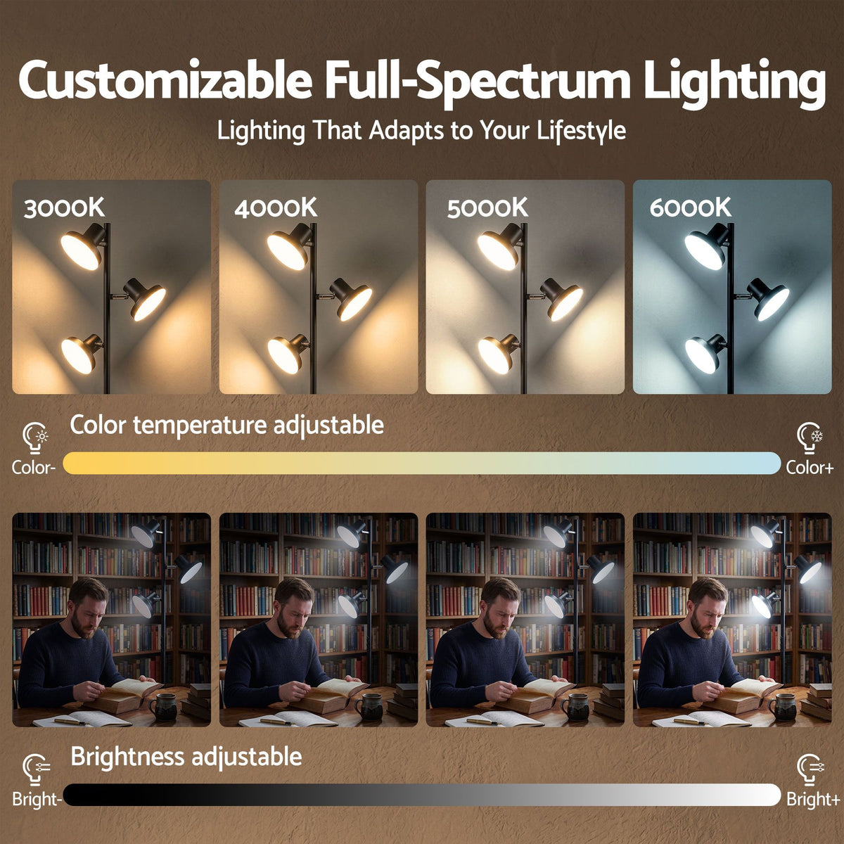 Artiss LED Tree Floor Lamp, 36W Modern Dimmable Standing Lamp with Remote & Touch Control, 4 Color LAMP-FLOOR-3H-LED