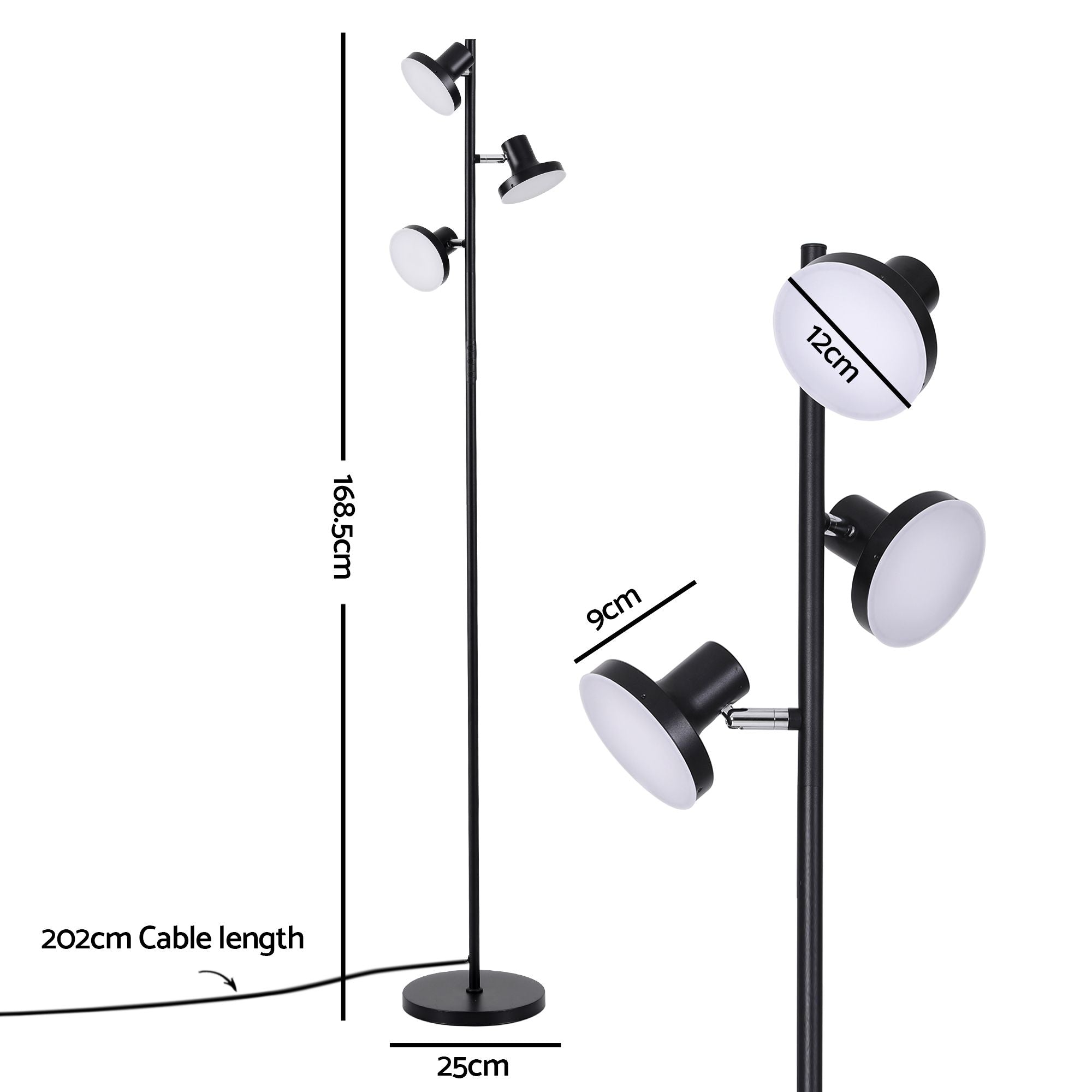 Artiss RGB Floor Lamp LED with 3 Swivel Lights Color Changing Lamp with Remote Stepless Dimmable LAMP-FLOOR-3H-RGB