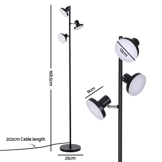 Artiss RGB Floor Lamp LED with 3 Swivel Lights Color Changing Lamp with Remote Stepless Dimmable LAMP-FLOOR-3H-RGB