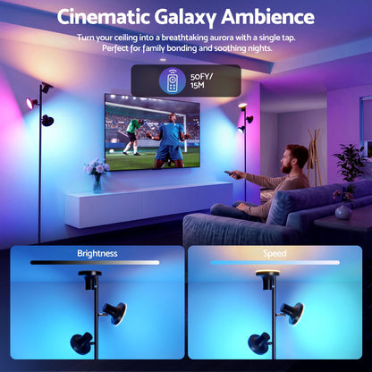 Artiss RGB Floor Lamp LED with 3 Swivel Lights Color Changing Lamp with Remote Stepless Dimmable LAMP-FLOOR-3H-RGB