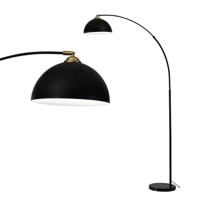Artiss Modern Arched Floor Lamp Black Standing Heavy-Duty Marble Base for Living Room Bedroom LAMP-FLOOR-ARC-BK