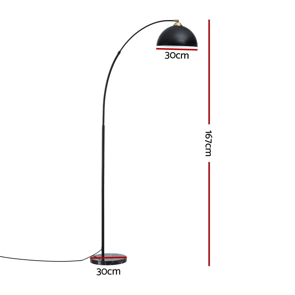 Artiss Modern Arched Floor Lamp Black Standing Heavy-Duty Marble Base for Living Room Bedroom LAMP-FLOOR-ARC-BK