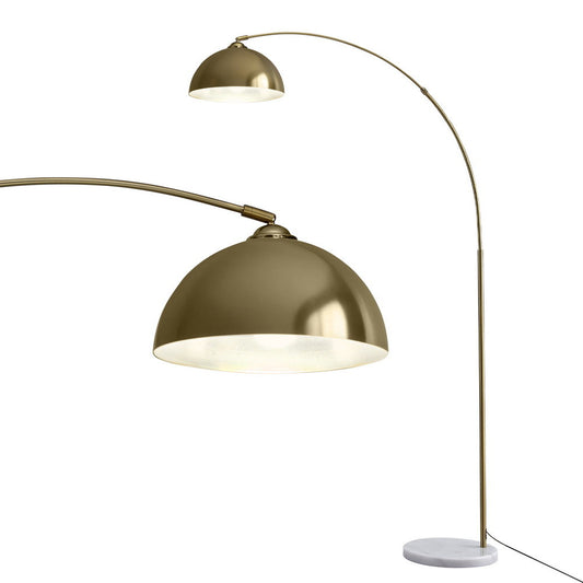 Artiss Modern Arched Floor Lamp Gold Brass Standing Heavy-Duty Marble Base for Living Room Bedroom LAMP-FLOOR-ARC-GD