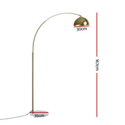 Artiss Modern Arched Floor Lamp Gold Brass Standing Heavy-Duty Marble Base for Living Room Bedroom LAMP-FLOOR-ARC-GD