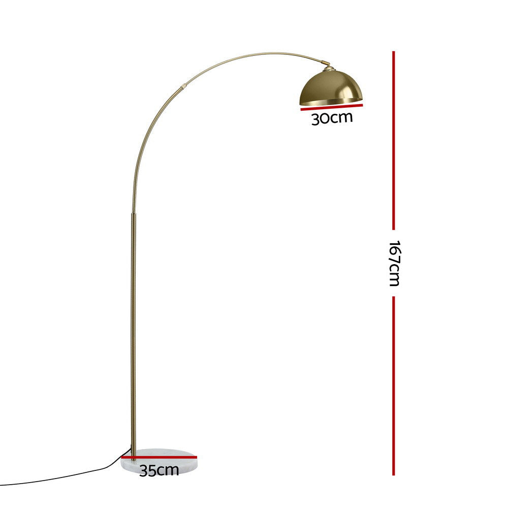 Artiss Modern Arched Floor Lamp Gold Brass Standing Heavy-Duty Marble Base for Living Room Bedroom LAMP-FLOOR-ARC-GD