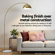 Artiss Modern Arched Floor Lamp Gold Brass Standing Heavy-Duty Marble Base for Living Room Bedroom LAMP-FLOOR-ARC-GD