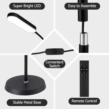 Artiss LED Floor Lamp with Remote Control & 4 Color Temperature Reading Living Room Bedroom Office LAMP-FLOOR-LED-174-BK