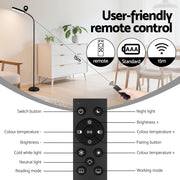 Artiss LED Floor Lamp with Remote Control & 4 Color Temperature Reading Living Room Bedroom Office LAMP-FLOOR-LED-174-BK