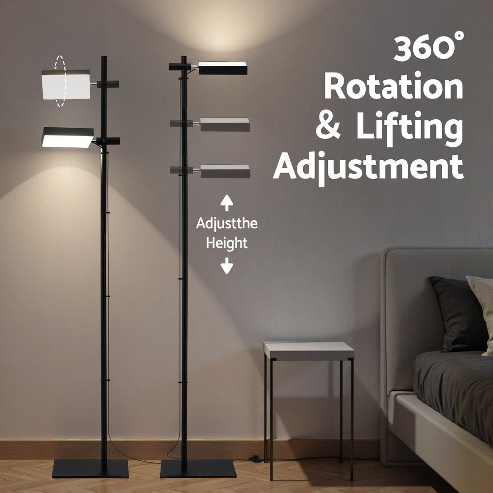 Artiss LED Floor Lamp, Modern Reading Lamp 360~ Rotating Adjustable Light Head,12W Standing Lamp for Living LAMP-FLOOR-LED-360-BK