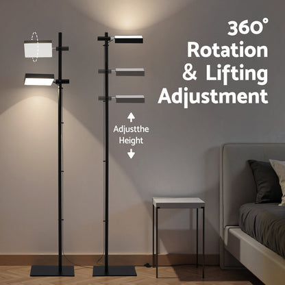 Artiss LED Floor Lamp, Modern Reading Lamp 360~ Rotating Adjustable Light Head,12W Standing Lamp for Living LAMP-FLOOR-LED-360-BK