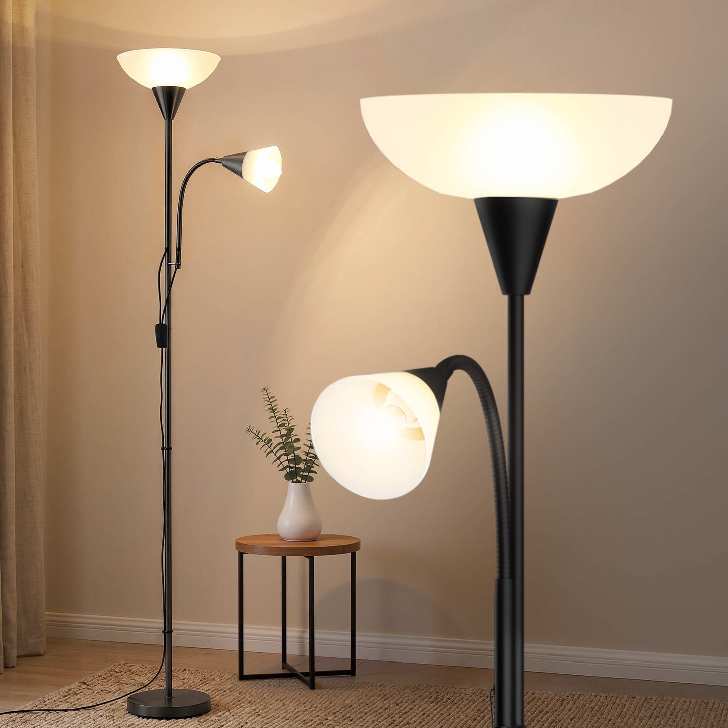 Artiss Floor Lamp Mother and Child Modern Home Living Room Office Reading Black LAMP-FLOOR-SF-1171-BK