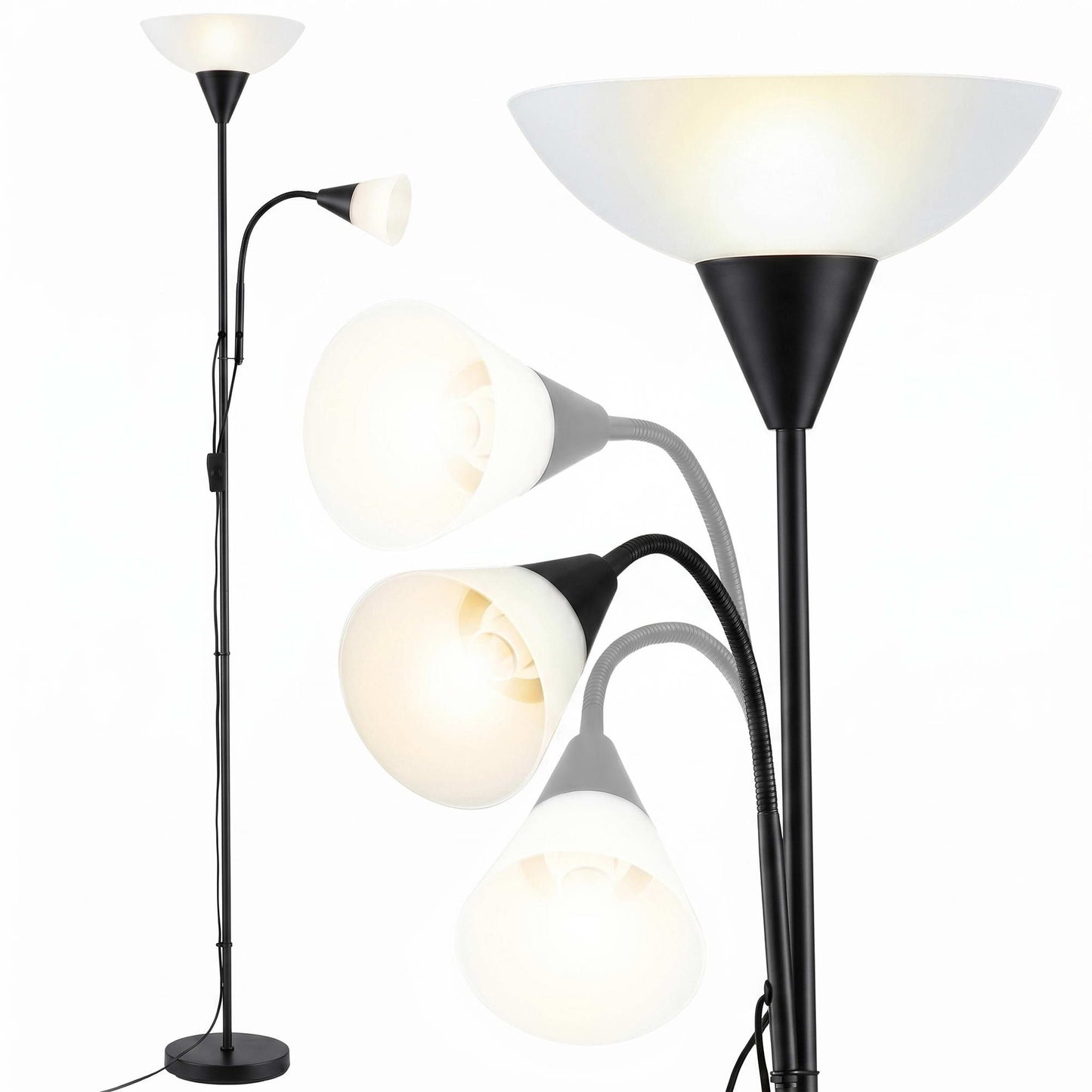 Artiss Floor Lamp Mother and Child Modern Home Living Room Office Reading Black LAMP-FLOOR-SF-1171-BK