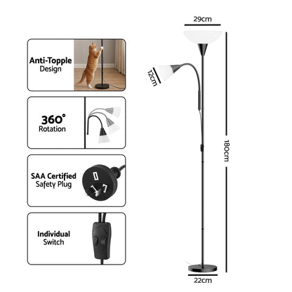 Artiss Floor Lamp Mother and Child Modern Home Living Room Office Reading Black LAMP-FLOOR-SF-1171-BK