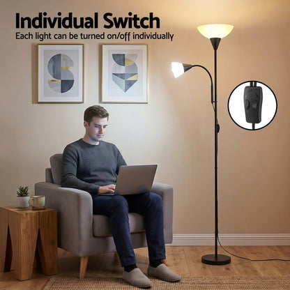 Artiss Floor Lamp Mother and Child Modern Home Living Room Office Reading Black LAMP-FLOOR-SF-1171-BK