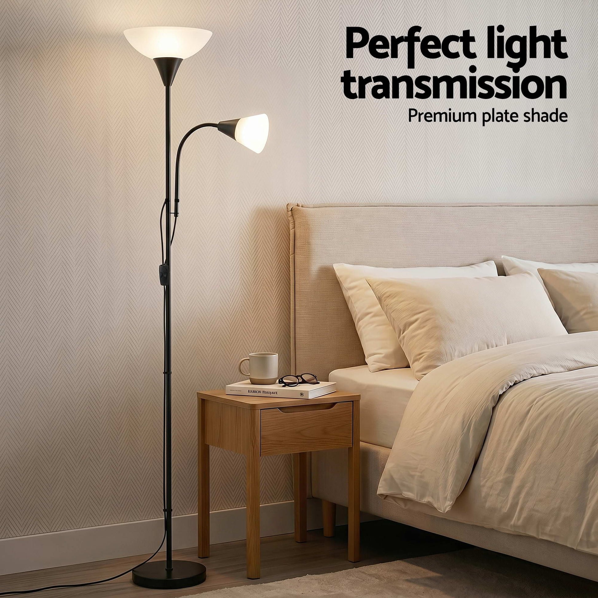 Artiss Floor Lamp Mother and Child Modern Home Living Room Office Reading Black LAMP-FLOOR-SF-1171-BK