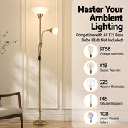 Artiss Gold Floor Lamp with Reading Light | Mother and Child Standing Lamp with 360 Flexible Gooseneck, LAMP-FLOOR-SF-1171-GD