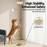 Artiss Gold Floor Lamp with Reading Light | Mother and Child Standing Lamp with 360 Flexible Gooseneck, LAMP-FLOOR-SF-1171-GD