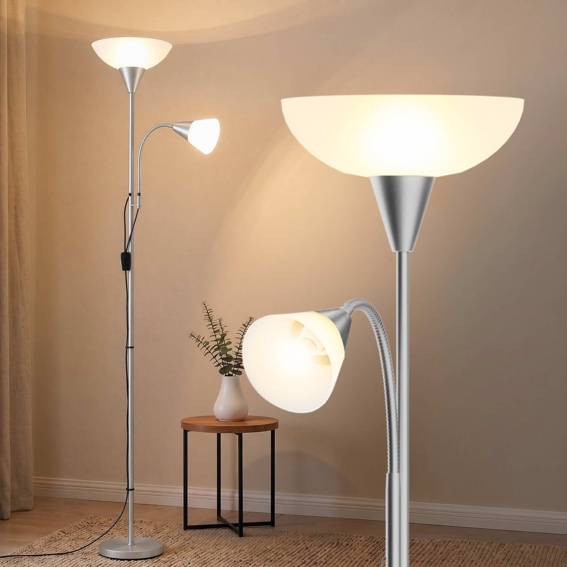 Artiss Floor Lamp Mother and Child Modern Home Living Room Office Reading Silver LAMP-FLOOR-SF-1171-SL
