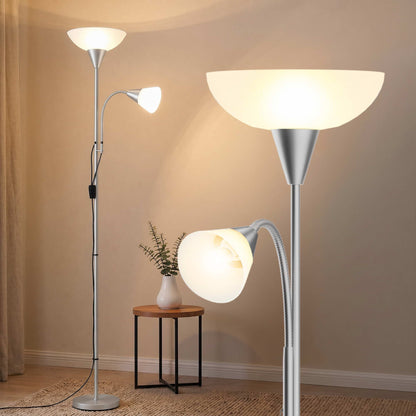 Artiss Floor Lamp Mother and Child Modern Home Living Room Office Reading Silver LAMP-FLOOR-SF-1171-SL