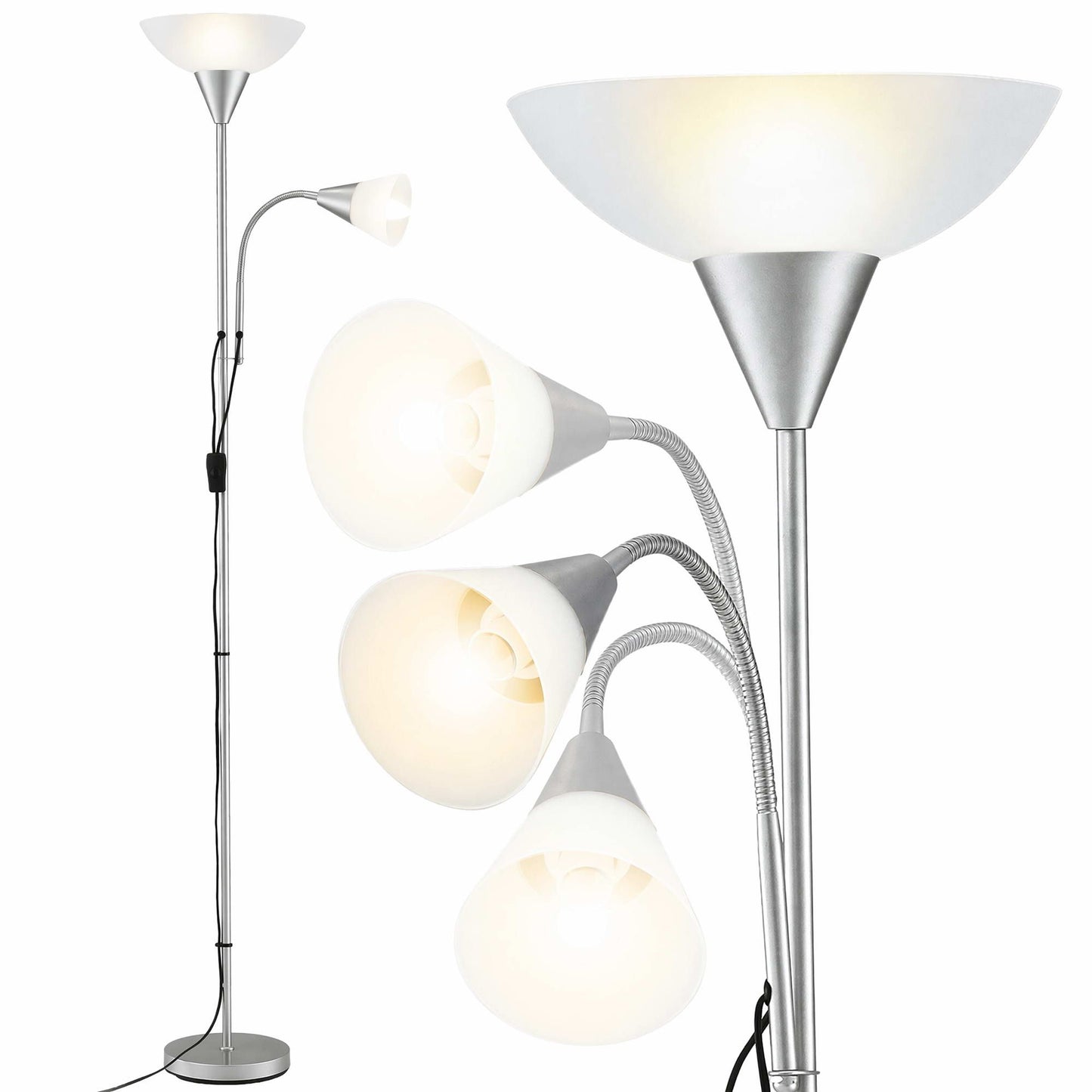 Artiss Floor Lamp Mother and Child Modern Home Living Room Office Reading Silver LAMP-FLOOR-SF-1171-SL