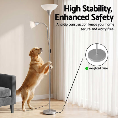 Artiss Floor Lamp Mother and Child Modern Home Living Room Office Reading Silver LAMP-FLOOR-SF-1171-SL