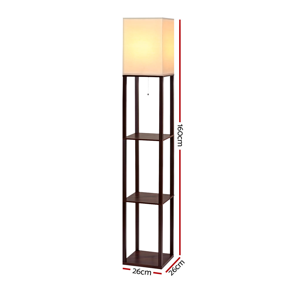 Artiss Floor Lamp 3 Tier Shelf Storage LED Light Stand Home Room Vintage White LAMP-FLOOR-SF-3017-C-WA