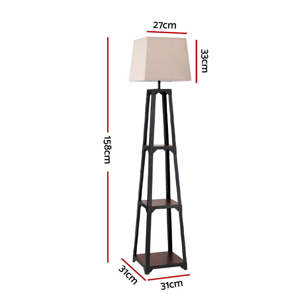 Artiss Floor Lamp 3 Tier Shelf Storage LED Light Stand Home Room Vintage White LAMP-FLOOR-SF-F31109