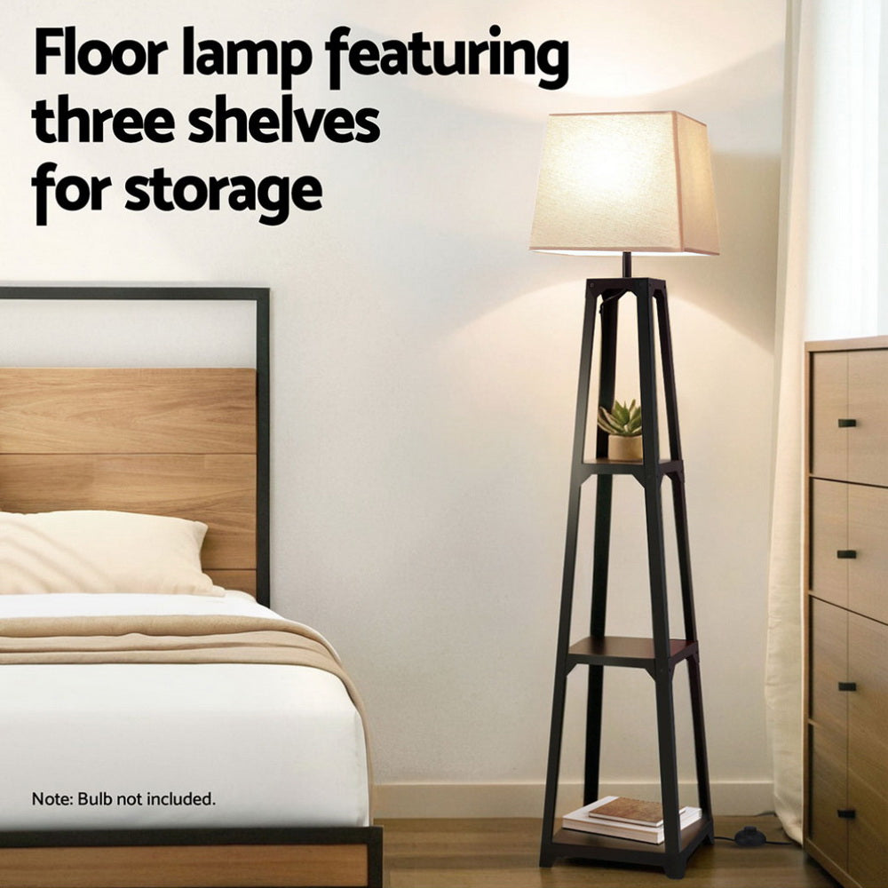 Artiss Floor Lamp 3 Tier Shelf Storage LED Light Stand Home Room Vintage White LAMP-FLOOR-SF-F31109