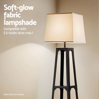 Artiss Floor Lamp 3 Tier Shelf Storage LED Light Stand Home Room Vintage White LAMP-FLOOR-SF-F31109