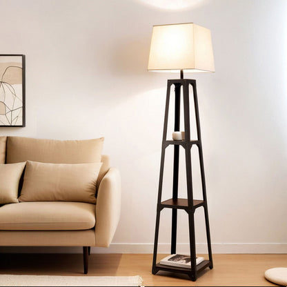 Artiss Floor Lamp 3 Tier Shelf Storage LED Light Stand Home Room Vintage White LAMP-FLOOR-SF-F31109