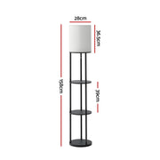 Artiss Floor Lamp 3 Tier Shelf Storage LED Light Stand Home Room Vintage Round LAMP-FLOOR-SF-F31171
