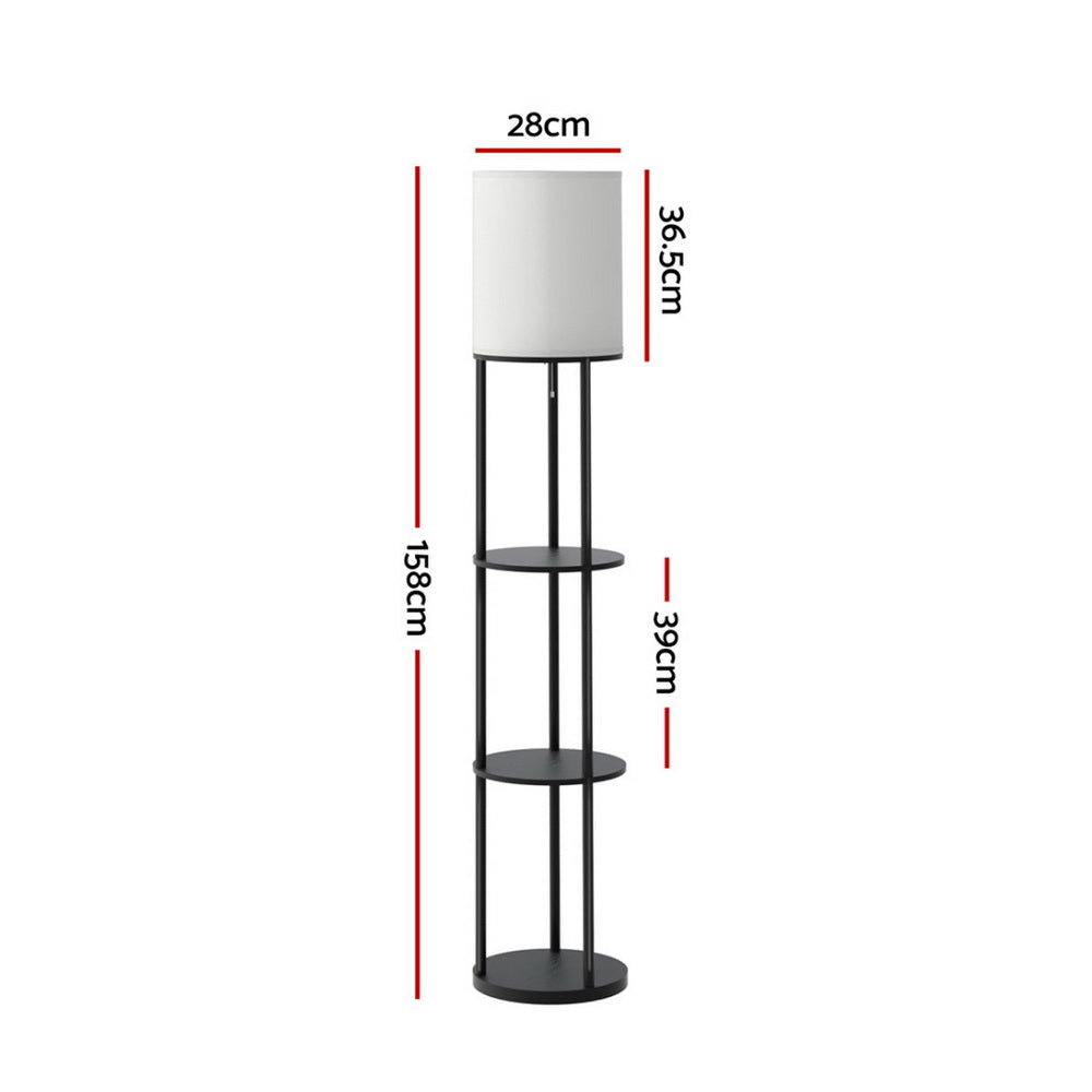 Artiss Floor Lamp 3 Tier Shelf Storage LED Light Stand Home Room Vintage Round LAMP-FLOOR-SF-F31171