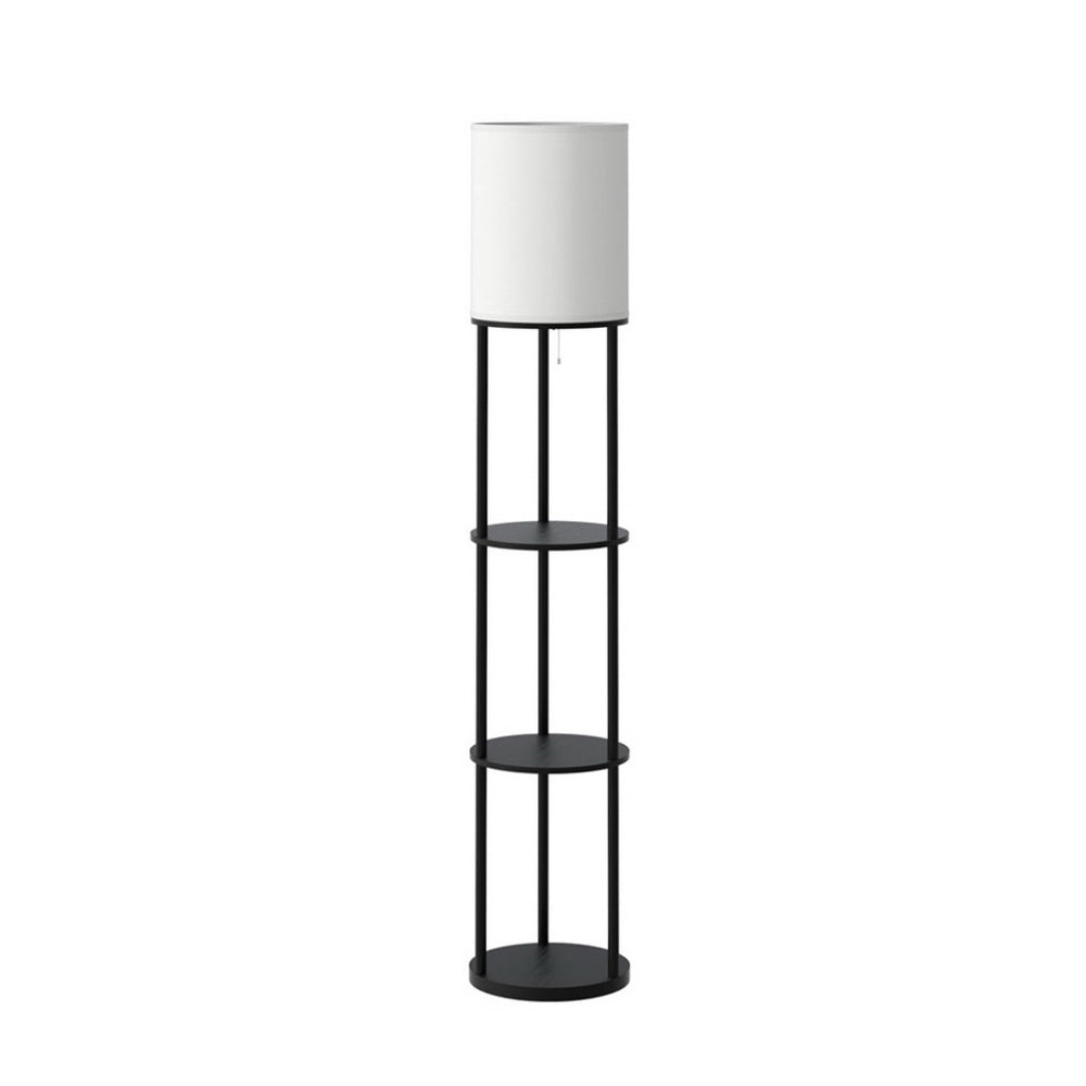 Artiss Floor Lamp 3 Tier Shelf Storage LED Light Stand Home Room Vintage Round LAMP-FLOOR-SF-F31171