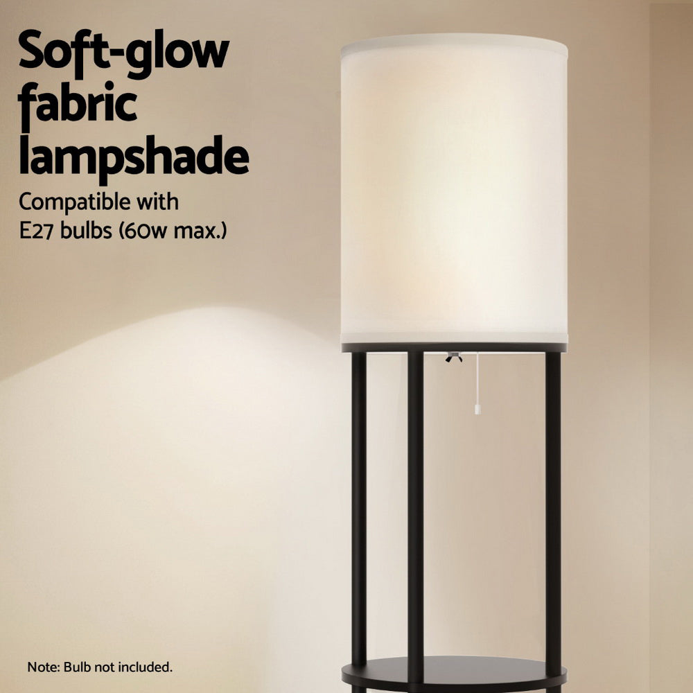 Artiss Floor Lamp 3 Tier Shelf Storage LED Light Stand Home Room Vintage Round LAMP-FLOOR-SF-F31171