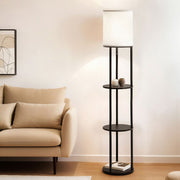 Artiss Floor Lamp 3 Tier Shelf Storage LED Light Stand Home Room Vintage Round LAMP-FLOOR-SF-F31171