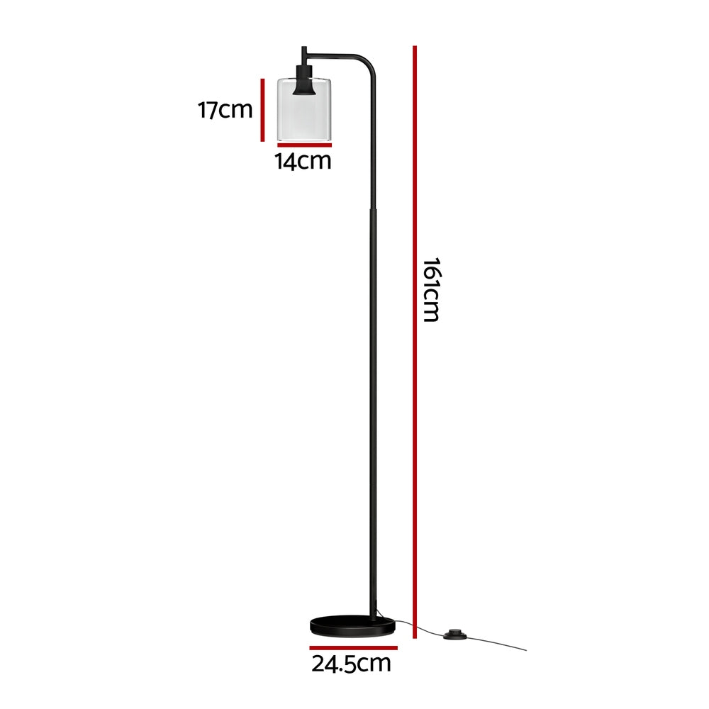 Artiss Floor Lamp Light Stand Modern Home Living Room Office Reading Glass Shade Black LAMP-FLOOR-SF-JF5470