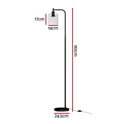 Artiss Floor Lamp Light Stand Modern Home Living Room Office Reading Glass Shade Black LAMP-FLOOR-SF-JF5470