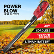 Giantz 20V Cordless Leaf Blower Garden Lithium Electric Battery Nozzles 2-Speed LB-20V-HAND-RD
