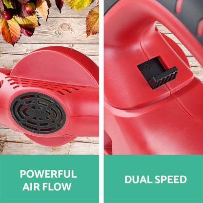 Giantz 20V Cordless Leaf Blower Garden Lithium Electric Battery Nozzles 2-Speed LB-20V-HAND-RD