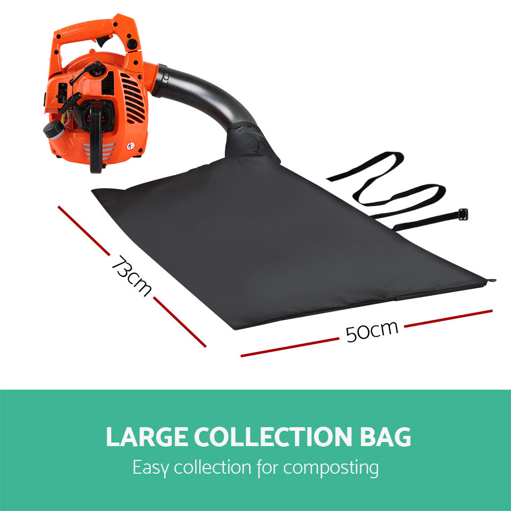Giantz 25.4cc Petrol Leaf Blower Vacuum 2-in-1 Garden Vac Mulcher Blower Orange LB-BNV-26CC-OG