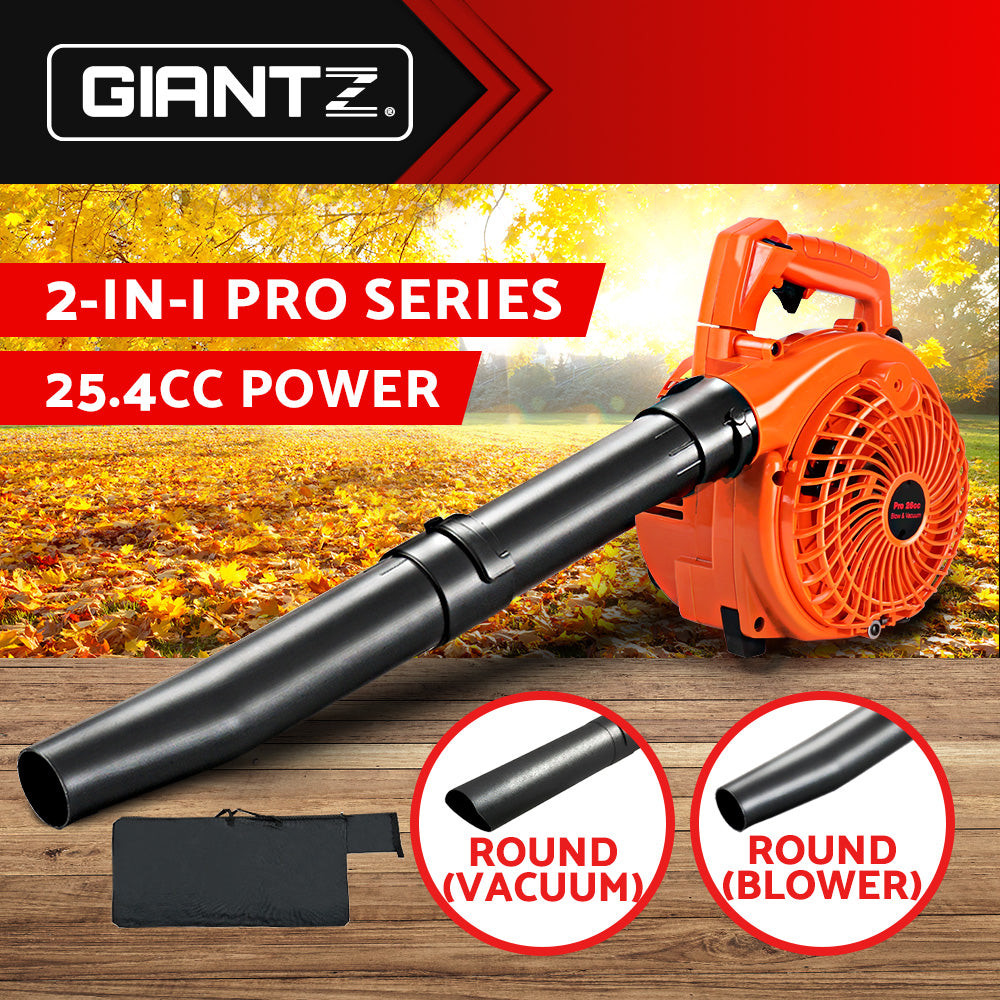 Giantz 25.4cc Petrol Leaf Blower Vacuum 2-in-1 Garden Vac Mulcher Blower Orange LB-BNV-26CC-OG