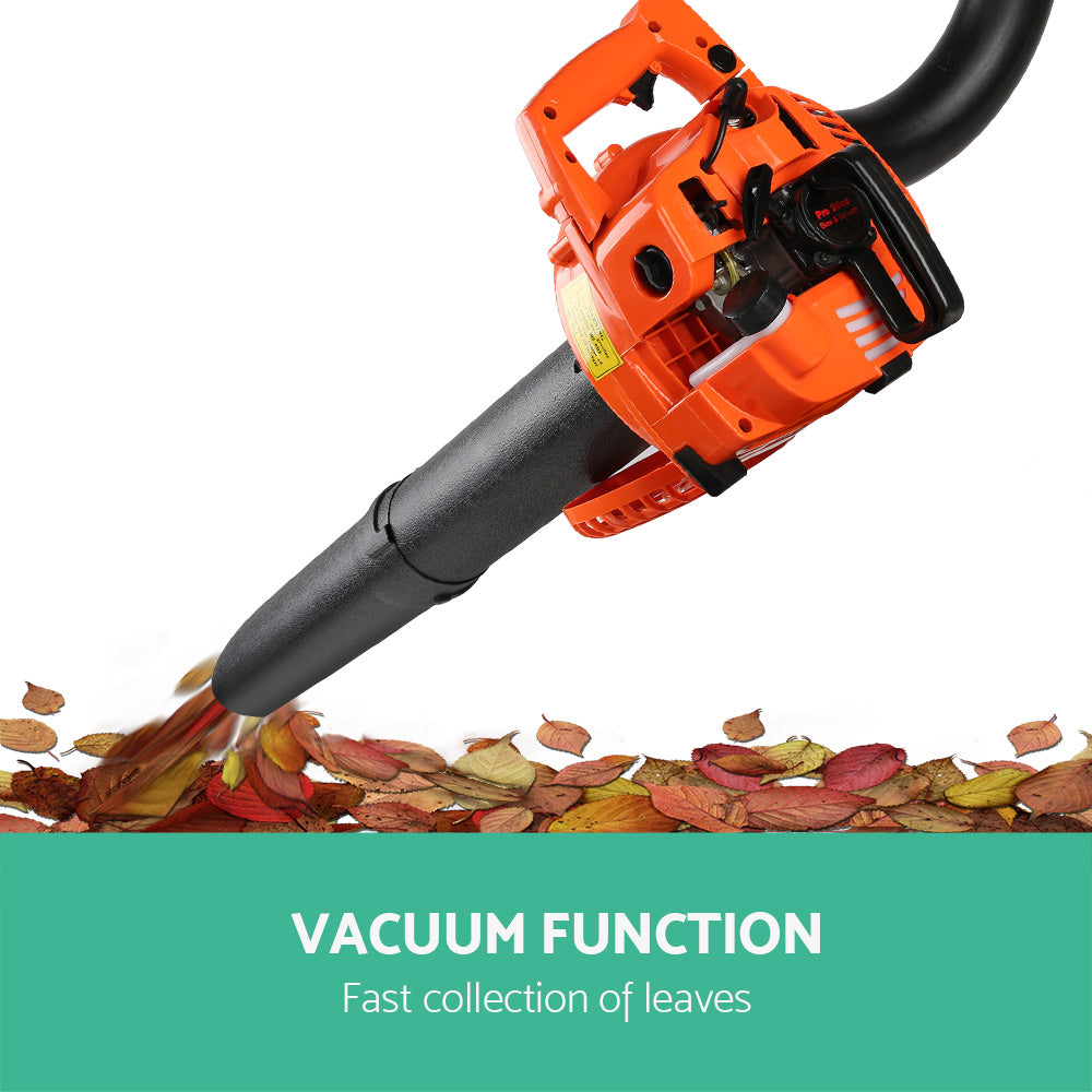 Giantz 25.4cc Petrol Leaf Blower Vacuum 2-in-1 Garden Vac Mulcher Blower Orange LB-BNV-26CC-OG