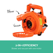 Giantz 25.4cc Petrol Leaf Blower Vacuum 2-in-1 Garden Vac Mulcher Blower Orange LB-BNV-26CC-OG