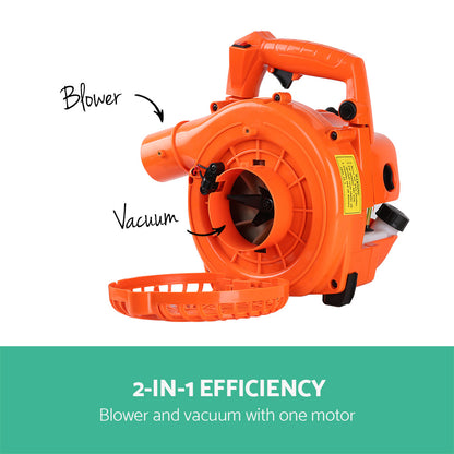 Giantz 25.4cc Petrol Leaf Blower Vacuum 2-in-1 Garden Vac Mulcher Blower Orange LB-BNV-26CC-OG