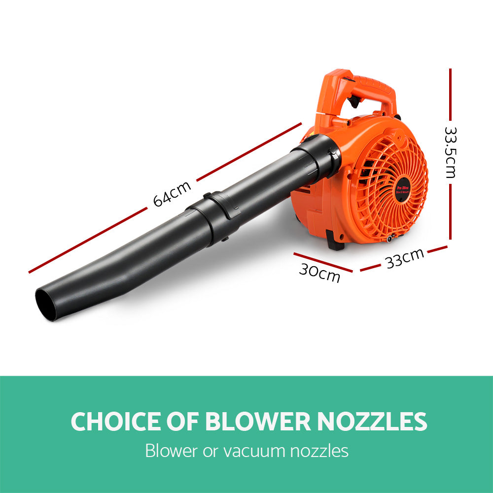 Giantz 25.4cc Petrol Leaf Blower Vacuum 2-in-1 Garden Vac Mulcher Blower Orange LB-BNV-26CC-OG