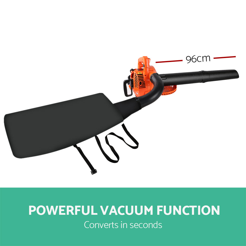 Giantz 25.4cc Petrol Leaf Blower Vacuum 2-in-1 Garden Vac Mulcher Blower Orange LB-BNV-26CC-OG