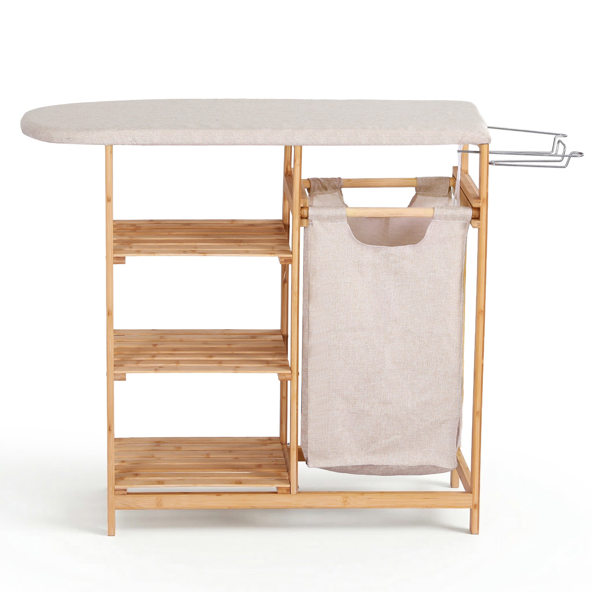 Artiss Laundry Basket Hamper with Ironing Board Bamboo LBH-B-BATH-BAM-GY